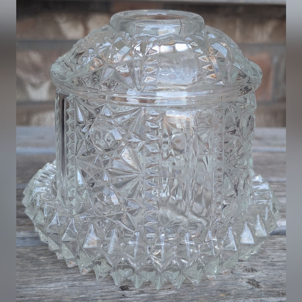 EAPG Indiana Glass Stars And Bars Fairy Lamp Shade